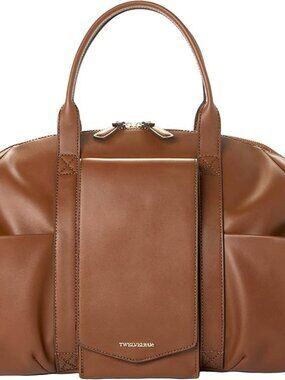 TWELVElittle Peek A Boo Vegan Leather Satchel Diaper Bag Brown Travel